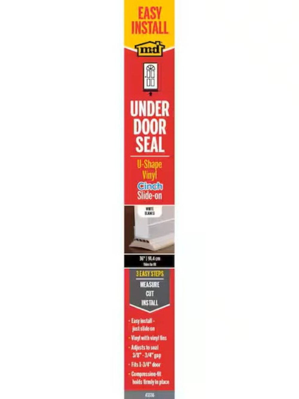 Under Door Seal U-Shape Vinyl Slide-On (White)
